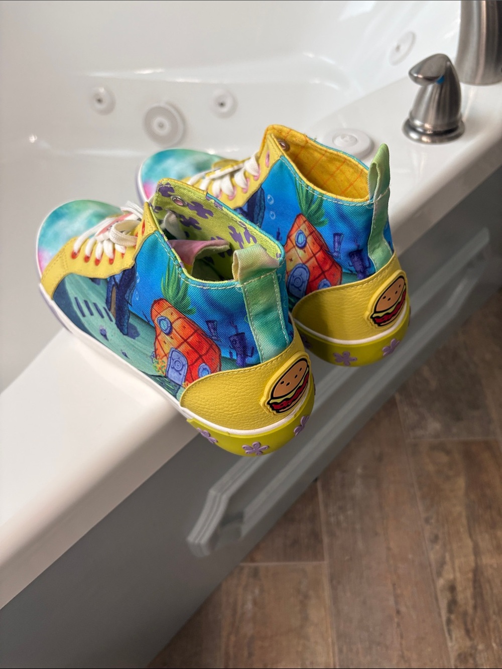 Kids High-Top Sneakers in Yellow & Blue with Fun Cartoon Graphics